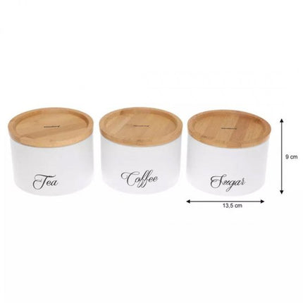 Klausberg 7507 stapelbare voorraadpotten set van 3 - koffie, thee, suiker - wit