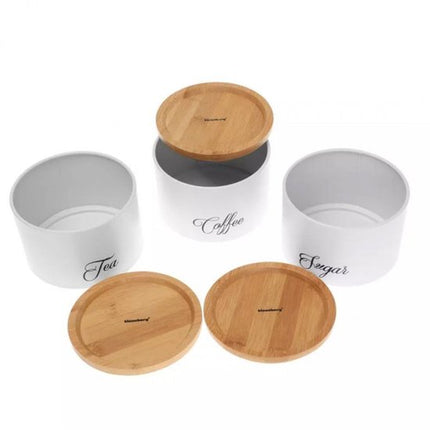 Klausberg 7507 stapelbare voorraadpotten set van 3 - koffie, thee, suiker - wit