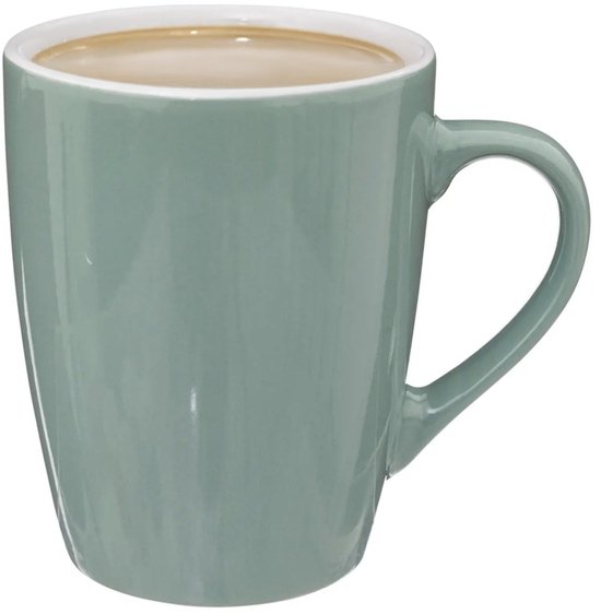 5Five Koffiemokken Colorama - 12x stuks - Keramiek - mintgroen - 380 ml - 9 x 11 cm