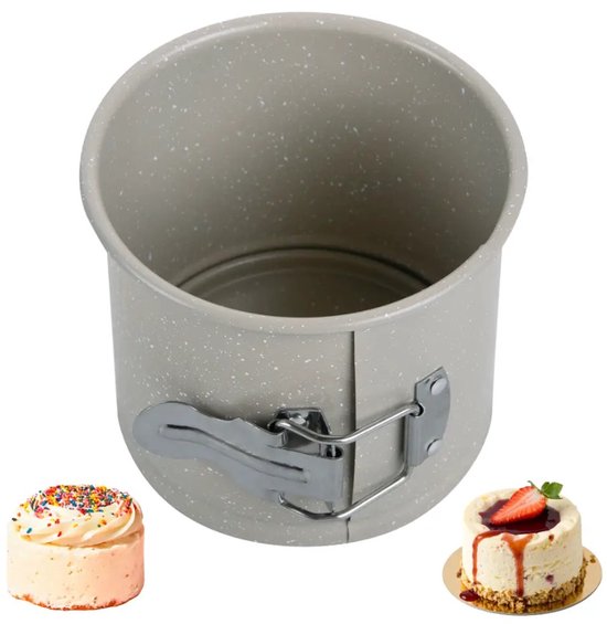 Bakvormen Set - Cakepan - 3-Delig Bakvormen Set - 26 x 11.5 x 7.5 cm Rechthoekige Baktray + Ø12cm Ronde Cakepan + 27.5cm Vierkante Bakvorm - Carbon Staal - Marmeren Anti-aanbaklaag - Beige-Grijs