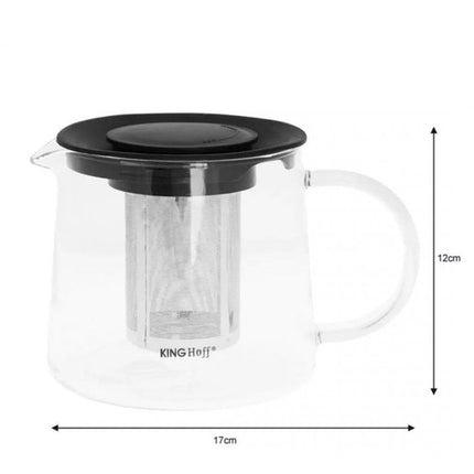 Kinghoff theekan van borosilicaatglas met infusie-inzet, 1 liter