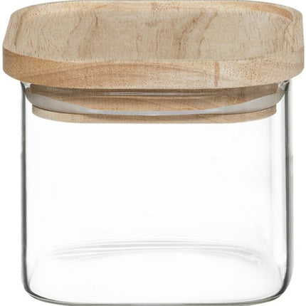 Set van 4 voorraadbussen/voorraadpotten glas met houten deksel - 500 ml - 1000 ml - Voorraadpotten met luchtdichte deksel