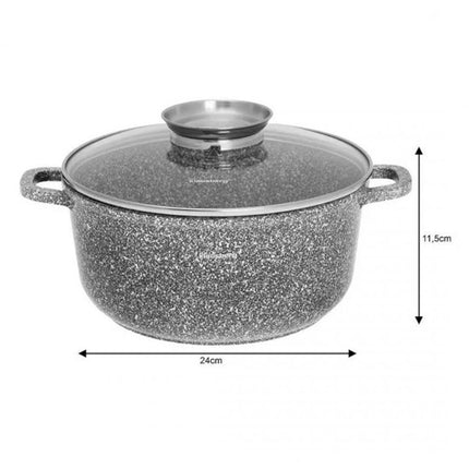Klausberg kookpan met glazen deksel, marmer grijs, 22 cm, 3,3 liter