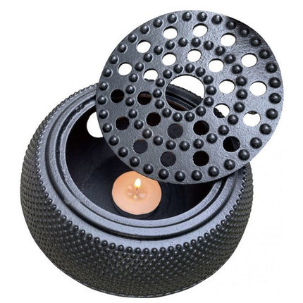 KINGHOFF - Theepot Warmer Gietijzer - Theelicht Warmer voor Theepot en Koffiekan - Warmhoudplaat - Theepot Verwarmer - Japanse Stijl - Ø14.5 × 7 cm - Zwart