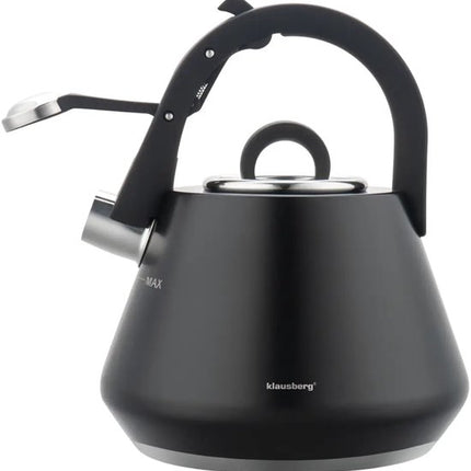 Klausberg 7948 - Fluitketel met fluit - 2.5 liter - RVS - zwart