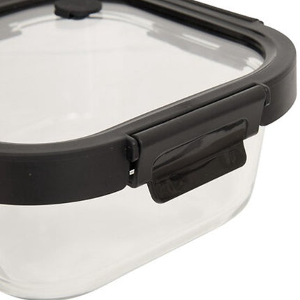 Clipeatplus Glazen Vershoudbakje - Meal Prep & Voedselcontainer - Bewaardoos van Borosilicaatglas - Magnetron & Vaatwasser Bestendig - Vierkant - 1.1 Liters - ca. 19.3 x 19.3 x 8.1 cm - Transparant