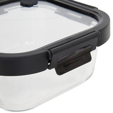 Vershoudbakjes - Set van 2 - Bewaarbakjes met Deksel - Magnetronbestendige Lunchbox - Voedselcontainer - Vierkante - 750ml - Borosilicaat Glas - 17.2 x 17.2 x 7.3 cm - Transparante en Zwart Deksel