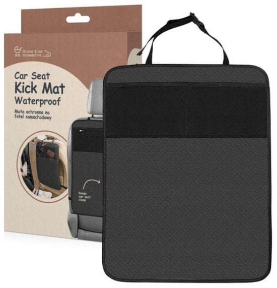 Sipo - Auto Stoelbeschermer Kind - Kick Mat Auto Achterbank - Beschermmat Autostoel met Opbergvakken - Universele Rugleuning Beschermer - Waterafstotend - ca. 61 x 43 cm - Zwart
