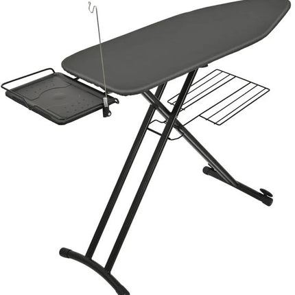 Kinghoff - Strijkplank - Extra Grote Opvouwbare Strijkplank voor Stoomgenerator - Heat Reflect Technologie - Verstelbare Hoogte - Strijkplank met Strijkijzerhouder & Wasrek - Antislip Voeten - 124.5 x 48.3 cm - Zwart