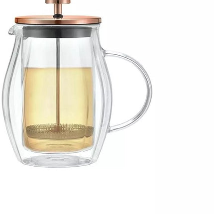 Klausberg KB7722 Coffee/Tea Piston Maker - Dubbelwandige Glazen Pers - Koperkleur - 0,60L
