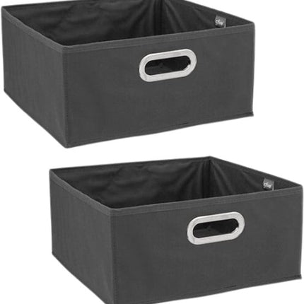Opbergdozen set van 2 – 31 x 31 x 15 cm – donkergrijs, zonder deksel