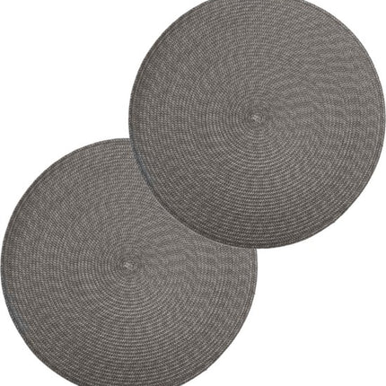 Ronde placemats grijs van gevlochten kunststof, set van 8 stuks, diameter 38 cm