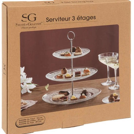 Secret de Gourmet - Etagère - serveerbord - 3 niveaus - glas