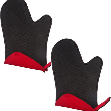 Set van 2 neopreen ovenwanten zwart/rood, 17,5 x 27,5 cm