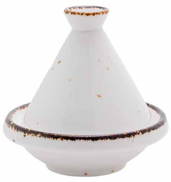 Brisbane Mini Tajine - Tajine Schaal met Deksel - Serveerschaal voor Tapas & Fun Cooking - Porselein - 70ml - 9 x 9 cm - Wit