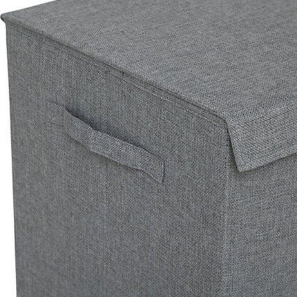 5Five Eureka sorteer wasmand - 74 liter - grijs - 37 x 37 x 60 cm - MDF/Polyester stof - met afsluitklep