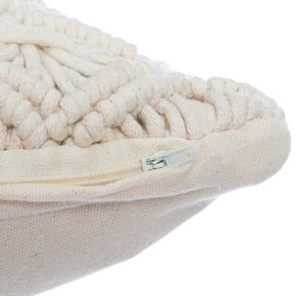 Bankkussen - Sierkussen - Macramé Kussen - Set van 2 - Zomer Kussens - voor Woonkamer & Slaapkamer - Boho Decoratief Kussenhoes - Vierkant - 40x40 cm - Beige