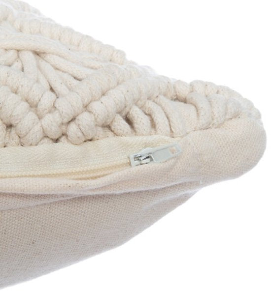 Bankkussen - Sierkussen - Macramé Kussen - Set van 2 - Zomer Kussens - voor Woonkamer & Slaapkamer - Boho Decoratief Kussenhoes - Vierkant - 40x40 cm - Beige