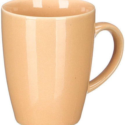 Koffie en Thee mokken - Set van 6 - Mok - Keramische Koffiemok - Aardewerk Theemok - Glanzende Koffiebeker - Moderne Mok - 330 ml - 8.5 x 11.5 x 10.5 cm - Beige - Set van 6 stuks