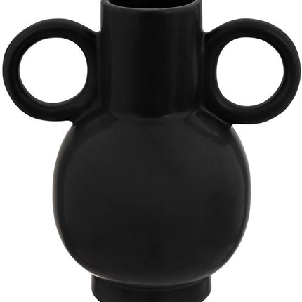 Olme Vaas - Decoratieve Bloemenvaas - Moderne Design Vaas - Vaas voor Woonkamer en Interieur - Waterdicht - Dolomiet Keramiek - 21 x 14.5 x 22.5 cm - Zwart