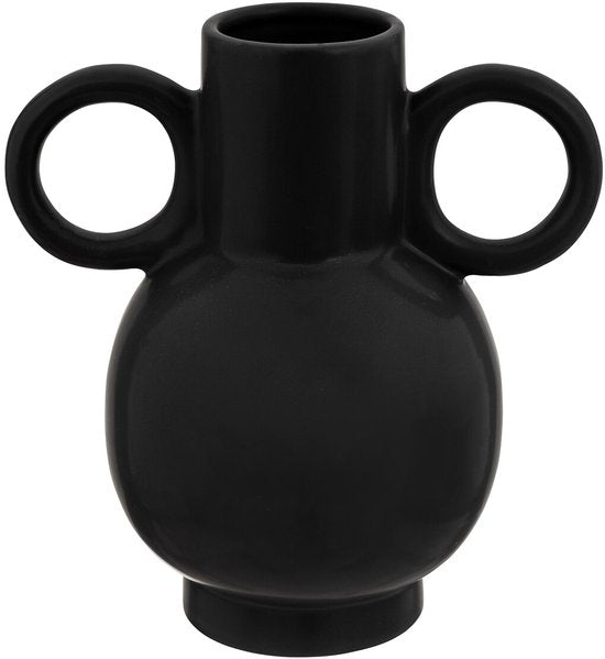 Olme Vaas - Decoratieve Bloemenvaas - Moderne Design Vaas - Vaas voor Woonkamer en Interieur - Waterdicht - Dolomiet Keramiek - 21 x 14.5 x 22.5 cm - Zwart