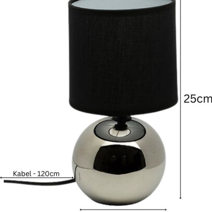 Timéo Bol Tafellamp - Keramische Lamp - Set van 2 - Moderne Tafellamp met Kabel - Sfeerverlichting voor Woonkamer - Slaapkamer - Bureau - 25cm in Hoogte - Zilver