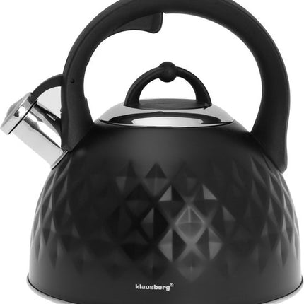 Klausberg 7550 traditionele fluitketel, zwart, 3 liter