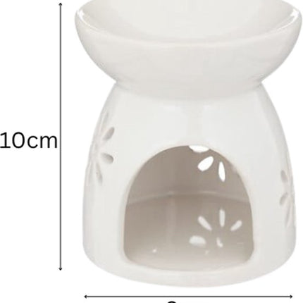 Izor Keramische Wierookbrander - Set van 2 - Wierookhouder - Stijlvolle Aromatherapie Accessoire - Voor Binnen - Dolomiet - Ø9 x 10 cm - Wit