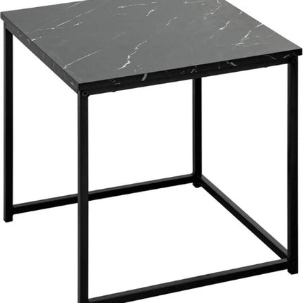 Atmosphera Bijzettafels met marmereffect - 38xH40cm - Set van 2 stuks - Zwart