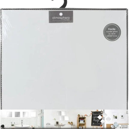 5Five Plak spiegels tegels - 4x stuks - glas - zelfklevend - 30 x 30 cm - vierkantjes - muur/deur/wand
