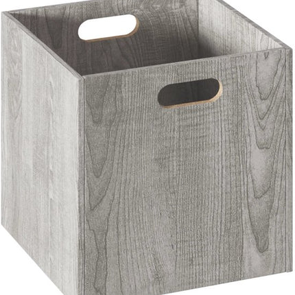 5Five Opbergmand/kastmandje - Grijs wash - 31 x 31 x 31 cm - 29 liter - Vakkenkast manden - Hout - Opvouwbaar - Kisten