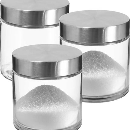 Secret de Gourmet voorraadpotten, set van 3, 0,75 L, glas met luchtdichte rvs deksel