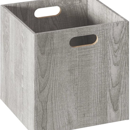 5Five Opbergmand/kastmandje - Grijs wash - 31 x 31 x 31 cm - 29 liter - Vakkenkast manden - Hout - Opvouwbaar - Kisten