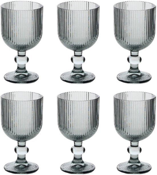 Wijnglas - Cocktailglas - Set van 6 - Glazen Wijnglas - Elegant Design - Voor Wijn & Feestelijke Gelegenheden - Vaatwasserbestendig - 250ml - Grijs
