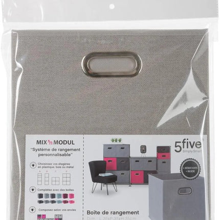 5Five opbergmand kastmand, set van 4 stuks, grijs, 29 liter, 31 x 31 x 31 cm