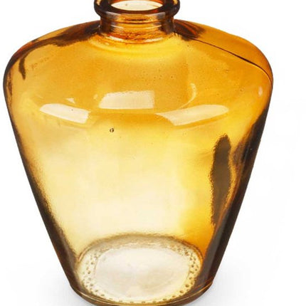 Glazen vaas Amber 13 cm – decoratieve diamond glass jar – woonaccessoire - Ø10,5 cm