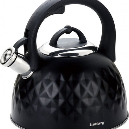 Klausberg 7550 traditionele fluitketel, zwart, 3 liter