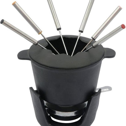 Top Choice - Gietijzeren fondue set met vorken - 6 persoons - 17 x 10 cm
