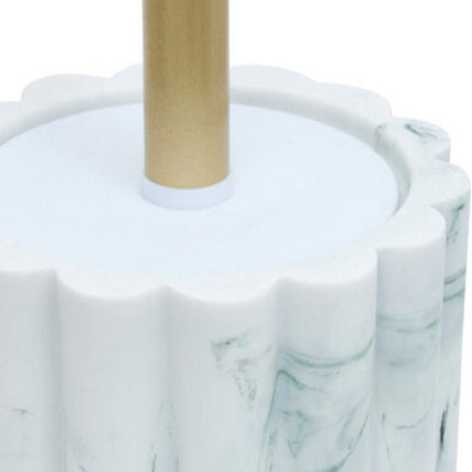Marby WC-borstel Set Wit - Marmerlook - Polyresin - Diameter 10,5 cm x Hoogte 42,3 cm - Toiletborstel met houder