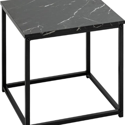 Atmosphera Bijzettafels met marmereffect - 38xH40cm - Set van 2 stuks - Zwart