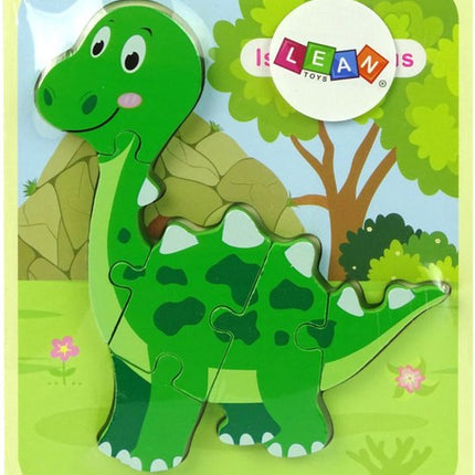 Lean Toys Wooden Puzzle Dinosaur – Isanosaurus – Groen - Dino Puzzel - Dinosaurus -
