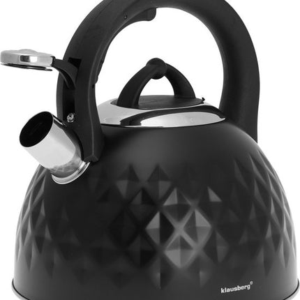Klausberg 7550 traditionele fluitketel, zwart, 3 liter