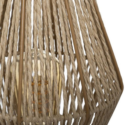 Aissa Tafellamp - Lamp zonder Voet - Decoratieve Lamp - Set van 2 - Ronde Tafellamp met Rope Design - Sfeerlamp Woonkamer - Gemaakt van Staal en MDF - 19 x 30 cm - 150cm Kabel - Beige