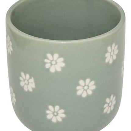 Margot Espressokopjes Set van 4 - Zachte Bloemetjes Print - 10 cl - Incl. 2x Groen, 1x Roze, 1x Geel