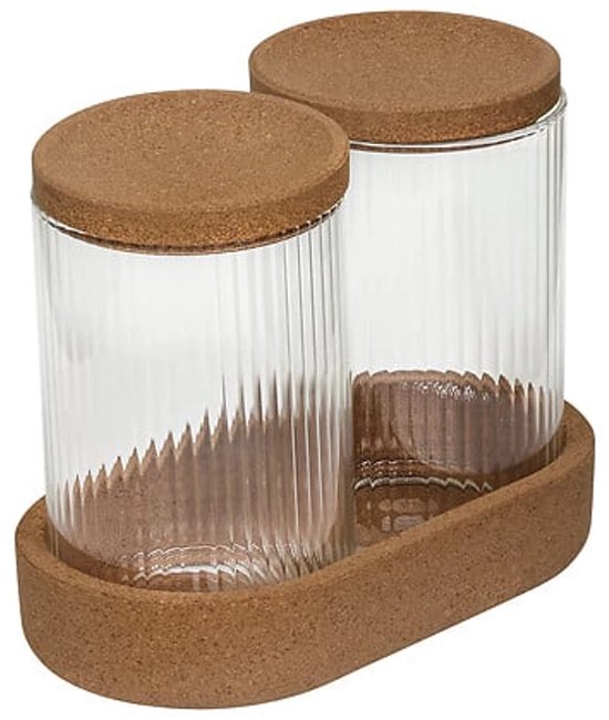 5five - Stijlvolle 3-delige Organizer Set van Glas en Kurk – Transparant