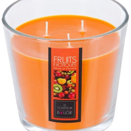 Geurkaars - Parfumkaars - Grote Geurkaars in Glazen Pot - Set van 2 - Exotic Fruit Geur - voor Luxe Woonaccessoire - 500g - 13,5 x 12,5 cm - Transparant