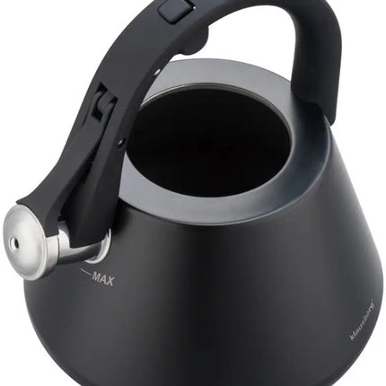 Klausberg 7948 - Fluitketel met fluit - 2.5 liter - RVS - zwart