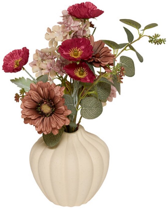 Kunst Gerbera in Keramische Vaas - Decoratieve Saas met kunstbloem - Decoratieve Kunstbloemen - Bloemstuk voor Woonkamer, Kantoor & Tafeldecoratie - 27x 27 x 42 cm - Multicolor