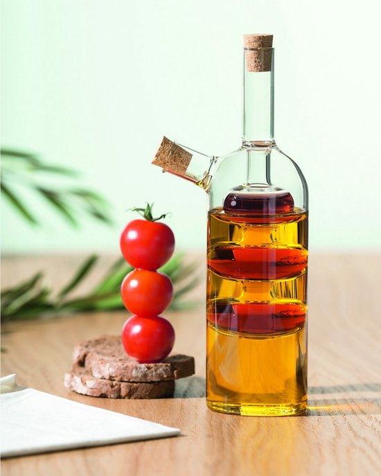 5Five Azijn/Olie flessen luxe tafelset dispenser - glas - Design vorm - olijfolie flessen