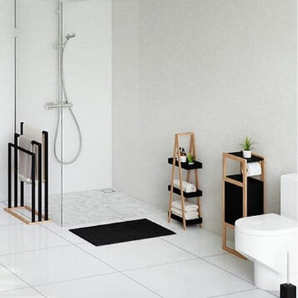 Toiletrolhouder Natureo met Reserverolhouder 33x20x80cm - Zwart/Bruin